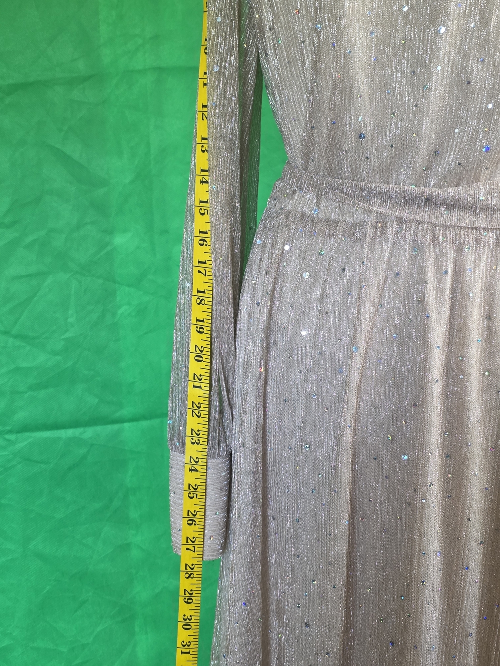 Baltic Born Cream Sheer Sparkle Trim Maxi Dress Event Black Tie Glam - Picture 11 of 16